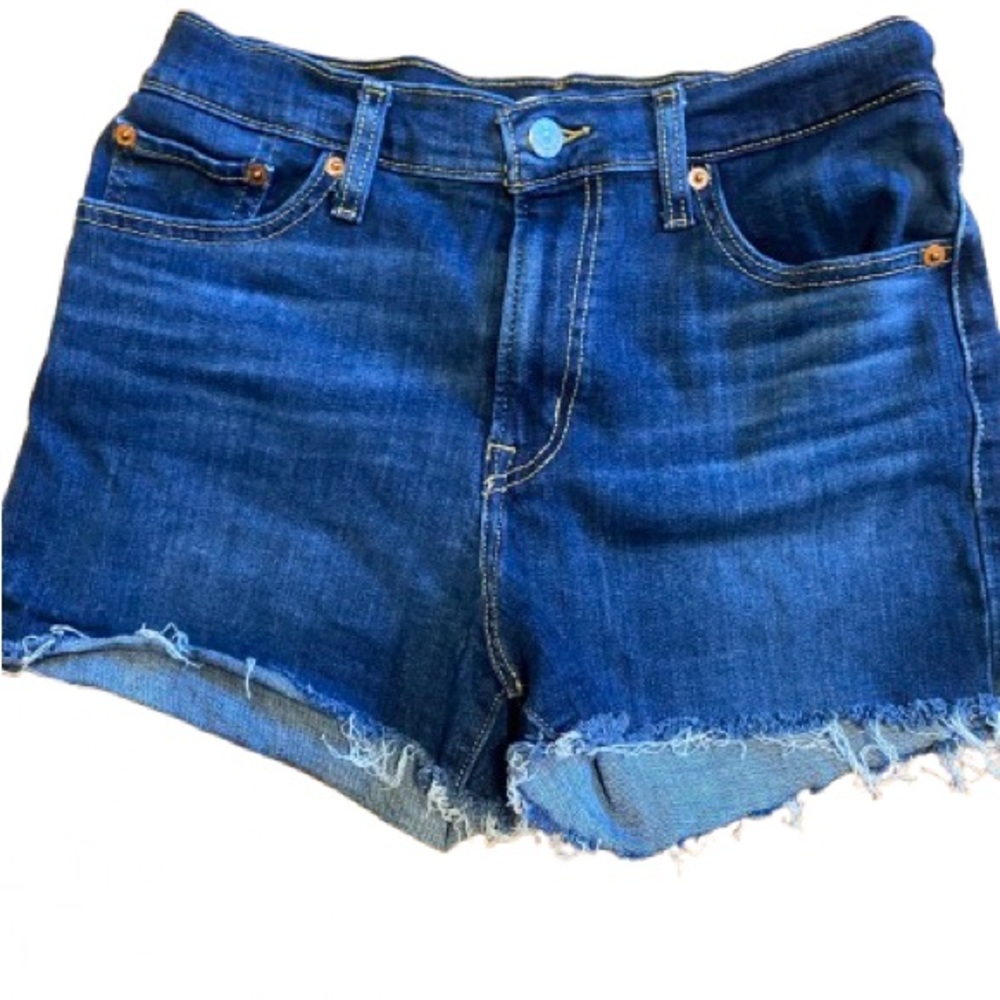Levi's Strauss & Co High Rise Denim Dark Blue Jean Shorts